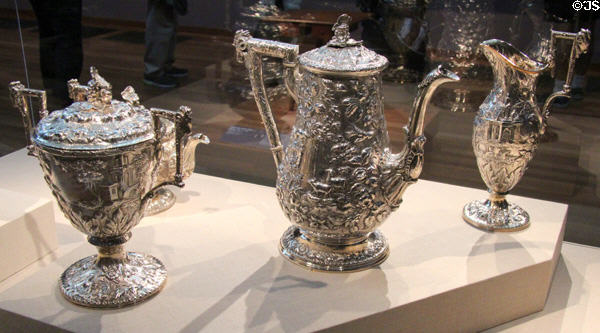 Silver tea set (1846) by Samuel Kirk & Son of Baltimore at de Young Museum. San Francisco, CA.
