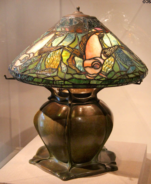 Bronze & stained glass table lamp (c1905) by Louis Comfort Tiffany at de Young Museum. San Francisco, CA.