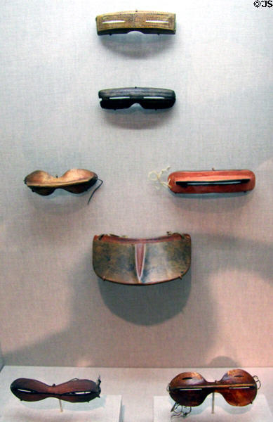 Inuit snow goggles (19th C & earlier) from Alaska at de Young Museum. San Francisco, CA.