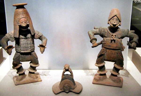 Colima earthenware dancing figures (300 BCE-300 CE) from West Mexico at de Young Museum. San Francisco, CA.