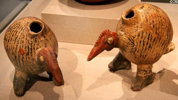Nayarit earthenware pair of turkeys (300 BCE-300 CE) from West Mexico at de Young Museum. San Francisco, CA.