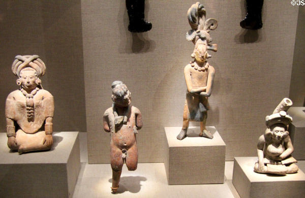 Maya earthenware figures (600-900) from Mexico or Guatemala at de Young Museum. San Francisco, CA.