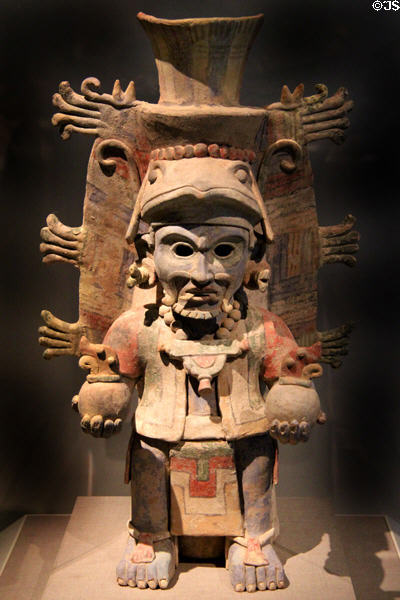 Maya earthenware effigy in form of Sun God (12th-14thC) from Guatemala at de Young Museum. San Francisco, CA.