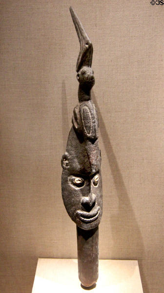 Ornament for sacred flute (19th-20thC) from Sepik River of New Guinea at de Young Museum. San Francisco, CA.
