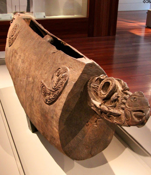 Slit-drum (20thC) from Sepik River of New Guinea at de Young Museum. San Francisco, CA.