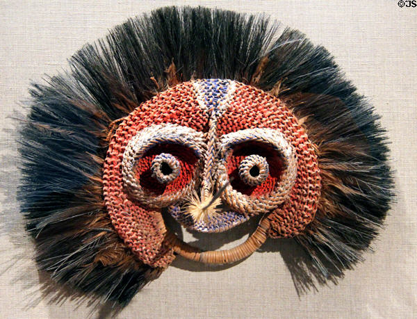 Basketry mask (20thC) from Prince Alexander Mountains of New Guinea at de Young Museum. San Francisco, CA.
