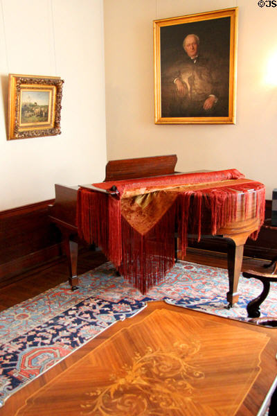 Formal front parlor piano at Haas-Lilienthal House. San Francisco, CA.