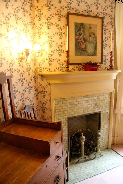 Middle bedroom fireplace at Haas-Lilienthal House. San Francisco, CA.