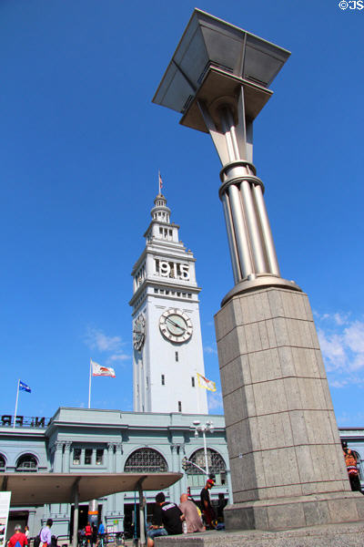 Ferry Building with street lamp on Embarcadero. San Francisco, CA.