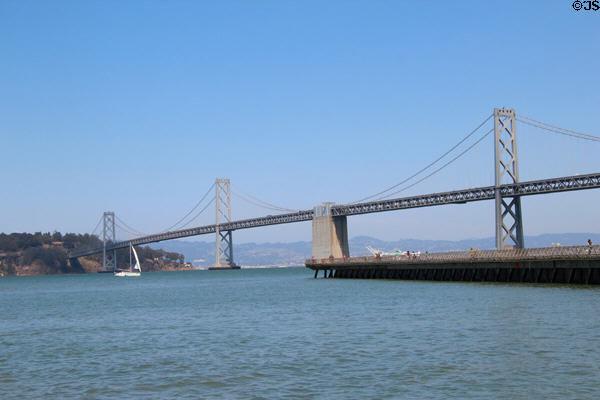 Oakland Bay Bridge running to Yerba Buena Island. San Francisco, CA.