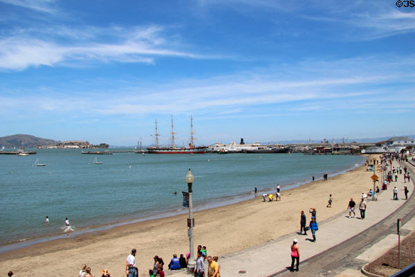 San Francisco waterfront with view to Maritime National Historical Park. San Francisco, CA.