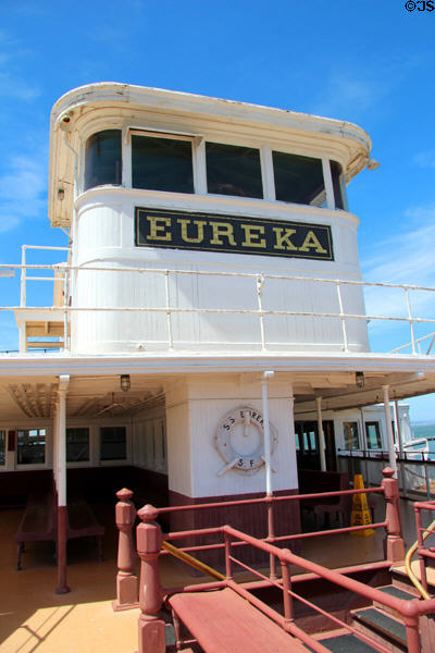 Eureka ferry boat pilot house at Maritime National Historical Park. San Francisco, CA.