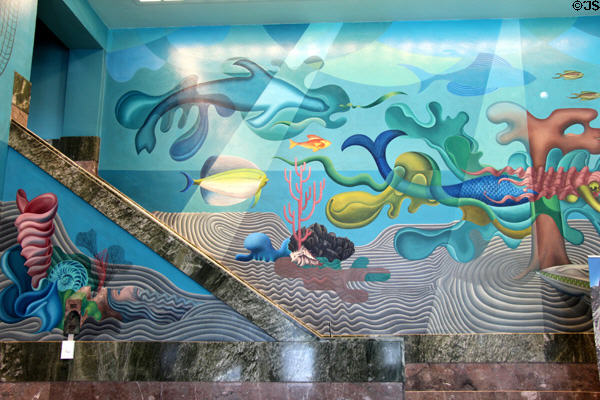 WPA mural with sea theme at National Maritime Museum. San Francisco, CA.
