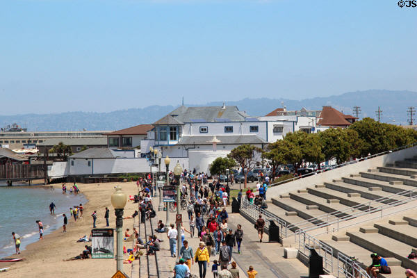 San Francisco shoreline & promenade before National Maritime Museum. San Francisco, CA.