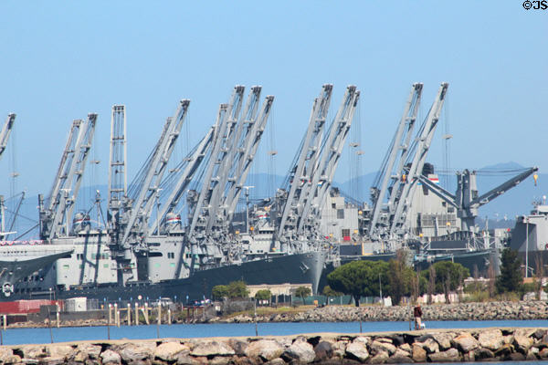 Transport ships in Alameda port. Alameda, CA.