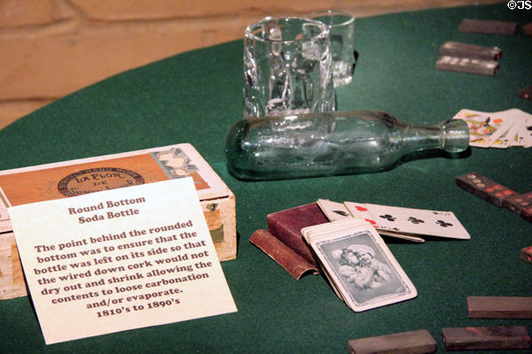 Round bottom soda bottle (19thC) at Mariposa Museum. Mariposa, CA.