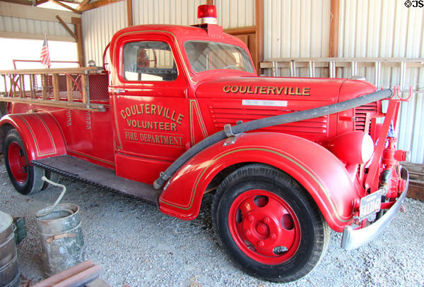 Van Pelt fire engine (c1930s) used by Coulterville Volunteer Fire Dept. at Northern Mariposa County Museum. Coulterville, CA.