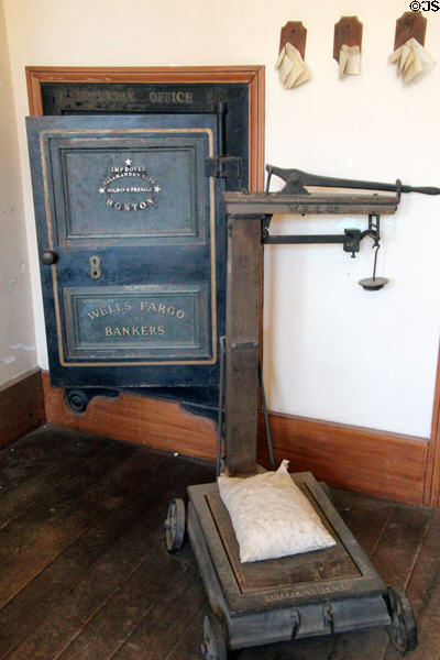 Wells Fargo Holman & Fernald Improved Salamander Safe (c1850) (Boston) in Wells Fargo & Co's Express office at Columbia State Historic Park. Columbia, CA.