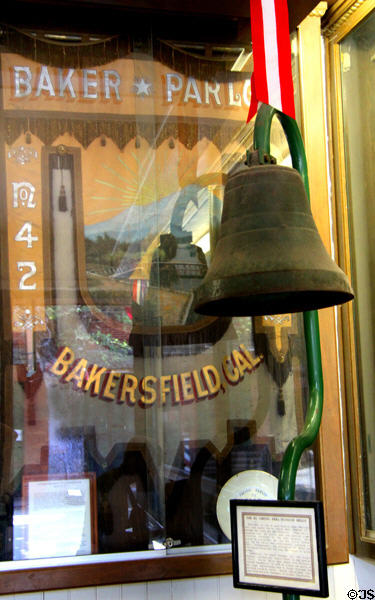 El Camino Real Mission bell replica in Columbia Museum of Native Sons of Golden West at Columbia State Historic Park. Columbia, CA.