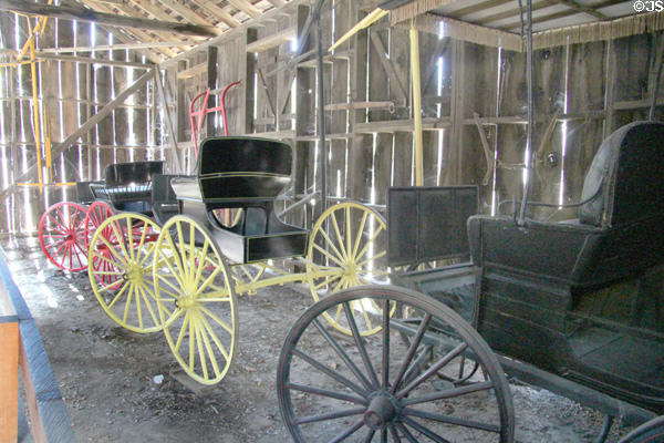 Carriage display in Johnson's Livery at Columbia State Historic Park. Columbia, CA.