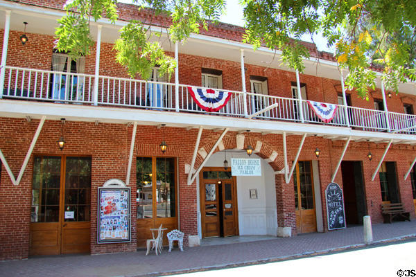 Two story row building (c1860) with Fallon Hotel, & Ice Cream Parlor at Columbia State Historic Park. Columbia, CA.