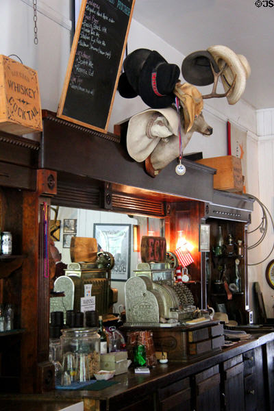 Bar with antler hatrack in Bixel Brewery at Columbia State Historic Park. Columbia, CA.
