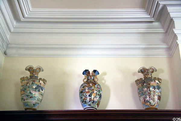 Japanese-import ceramic vases at Bidwell Mansion house museum. Chico, CA.