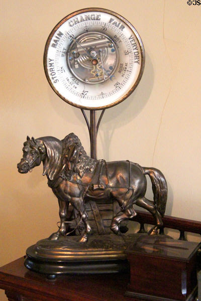 Barometer mounted on horse statuette at Pardee Home Museum. Oakland, CA.
