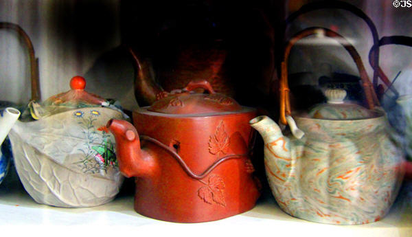 Three Chinese teapots at Pardee Home Museum. Oakland, CA.