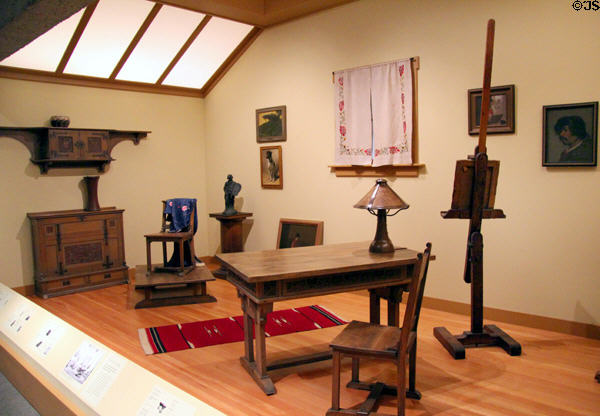 Idealized Artist's Studio (c1915) with furniture by students of California Guild of Arts & Crafts which won gold medal at Panama-Pacific International Exposition at Oakland Museum of California. Oakland, CA.