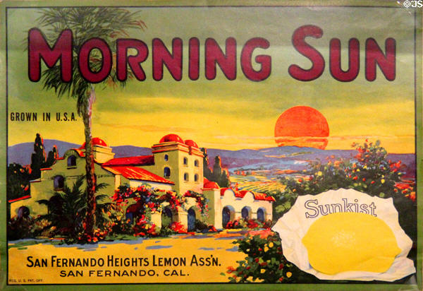 Morning Sun lemon label by Sunkist of San Fernando, CA at Oakland Museum of California. Oakland, CA.