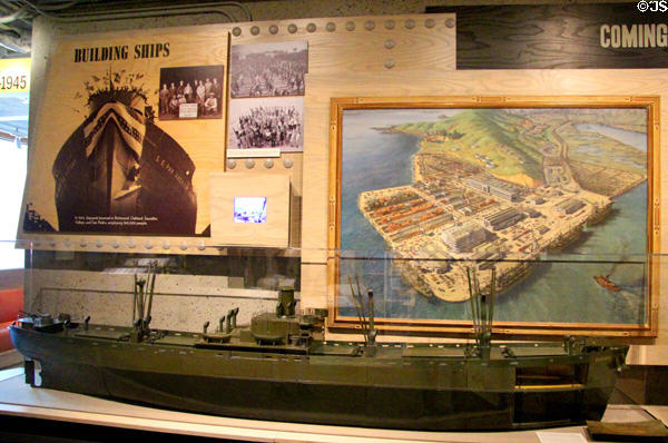 Second World War era ship building industry display with focus on Henry J. Kaiser facilities at Oakland Museum of California. Oakland, CA.