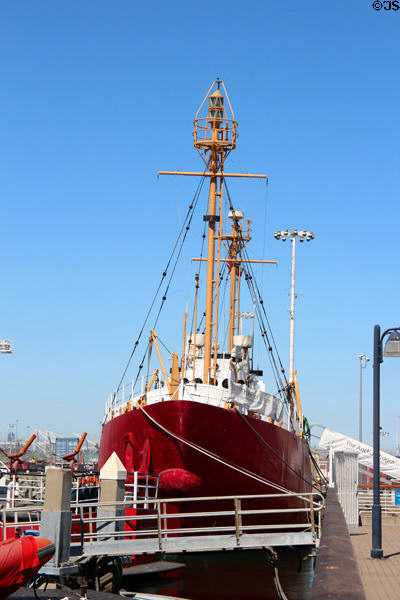 Former U.S. Coast Guard Lightship RELIEF (WLV 605) with light towers. Oakland, CA.