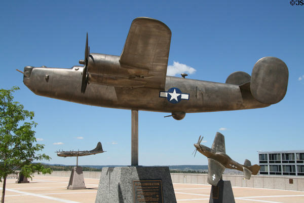 B-24 Liberator commemorative model on Honor Court before Arnold Hall at USAF Academy. Colorado Springs, CO.
