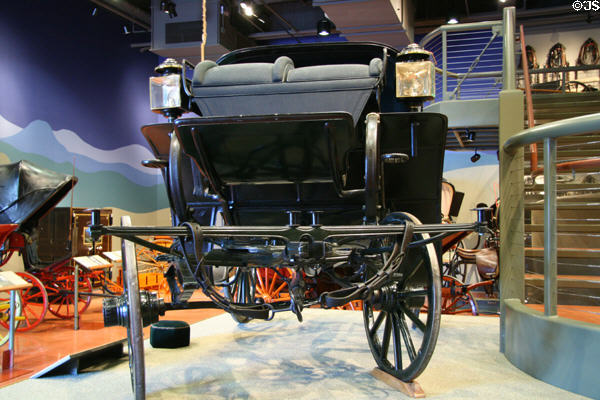 Front view of Victoria Presidential carriage (1862) at El Pomar Carriage Museum. Colorado Springs, CO.
