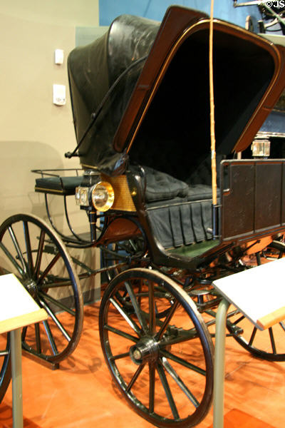Gentleman's Phaeton (1890) by Brewster & Co., a high four-wheel carriage for personal driving at El Pomar Carriage Museum. Colorado Springs, CO.