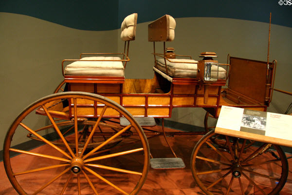 Surrey (1895) by Hassett & Hodge, Amesbury, MA, with rear seat which can face forward or backward or removed to carry freight at El Pomar Carriage Museum. Colorado Springs, CO.