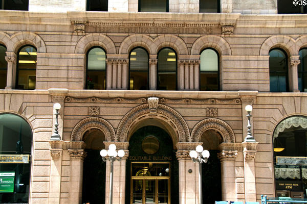 Ground floor entrance details of Equitable Building. Denver, CO.