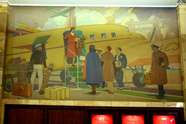 1930s airport mural in lobby of Brown Palace Hotel. Denver, CO.