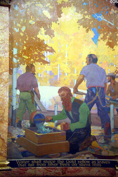 Gold panning mural (1940) by Alan True in rotunda of Colorado State Capitol. Denver, CO.