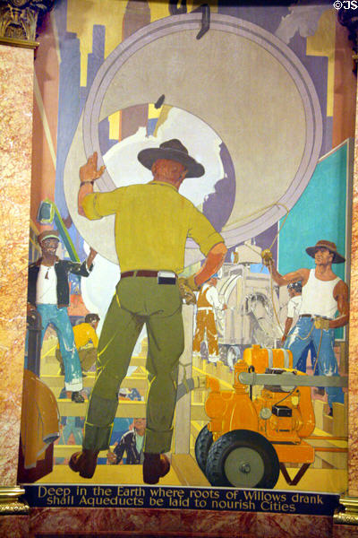 Aqueduct construction mural (1940) by Alan True in rotunda of Colorado State Capitol. Denver, CO.