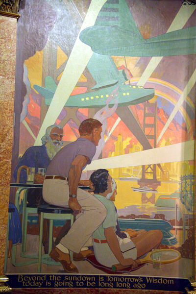 1930s-era transportation mural (1940) by Alan True in rotunda of Colorado State Capitol. Denver, CO.