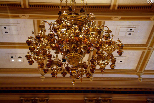 Chandelier in House chamber of Colorado State Capitol. Denver, CO.