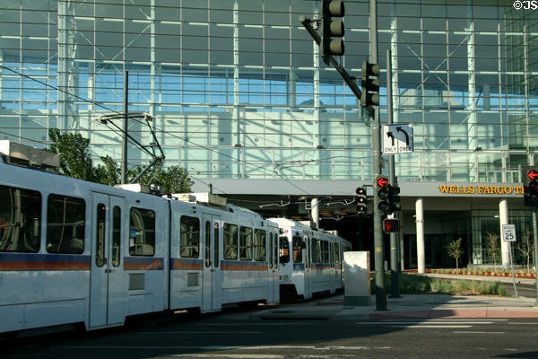 Denver streetcar runs under Colorado Convention Center. Denver, CO.