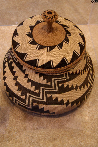 Karuk covered basket (1911-3) by Louise Hickox at Denver Art Museum. Denver, CO.