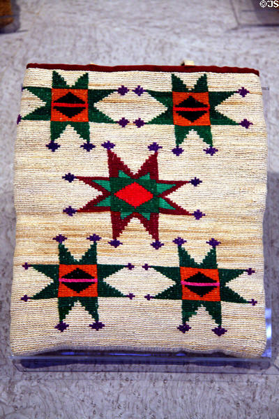 Nez Perce woven storage bag (1930) with star pattern at Denver Art Museum. Denver, CO.