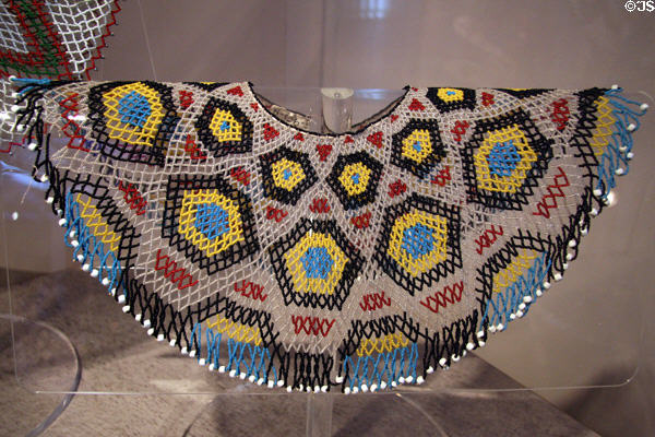 Woman's strung bead collar by unknown Great Basin Region native (1930s) at Denver Art Museum. Denver, CO.