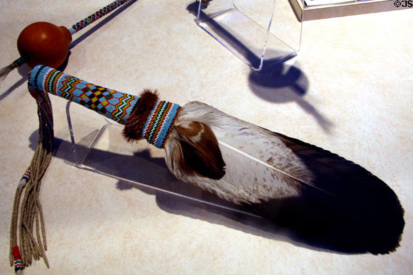 Osage feather fan with beaded handle (1940) at Denver Art Museum. Denver, CO.