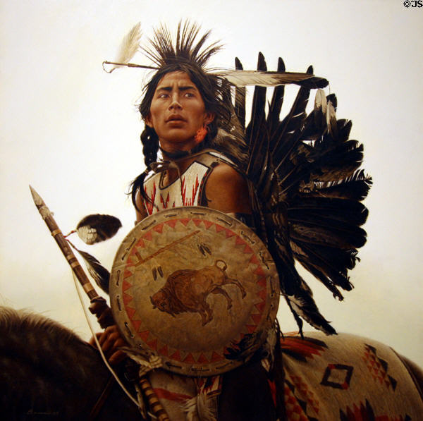 Young Plains Indian (1980) painting by James Bama at Denver Art Museum. Denver, CO.