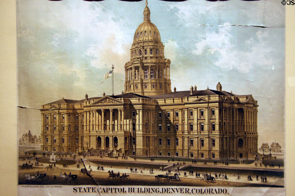 Lithograph (1880s) of design for State Capitol at Colorado History Museum. Denver, CO.